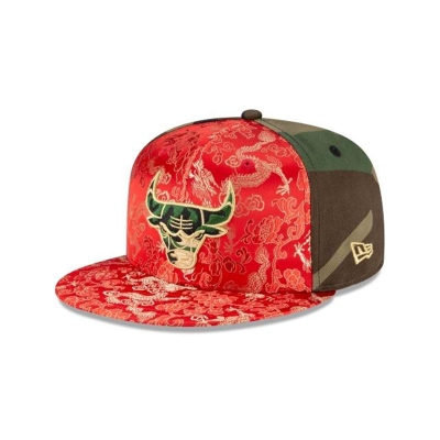 Green Chicago Bulls Hat - New Era NBA Dragon Satin 59FIFTY Fitted Caps USA1857490